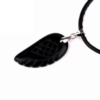 Obsidian schwarz Engelsflügel Anhänger mit silberner Öse Edelsteine Heilsteine bei Wunderstein24