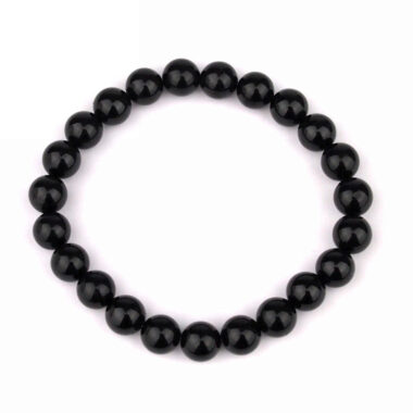 Turmalin schwarz | Schörl Ø 9 mm Kugel Edelstein Armband flexibel und dehnbar Edelsteine Heilsteine bei Wunderstein24