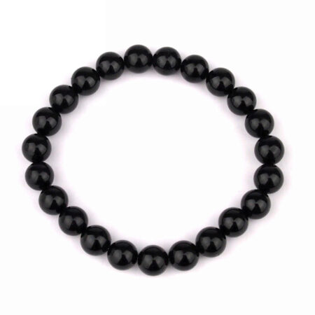 Turmalin schwarz | Schörl Ø 9 mm Kugel Edelstein Armband flexibel und dehnbar Edelsteine Heilsteine bei Wunderstein24