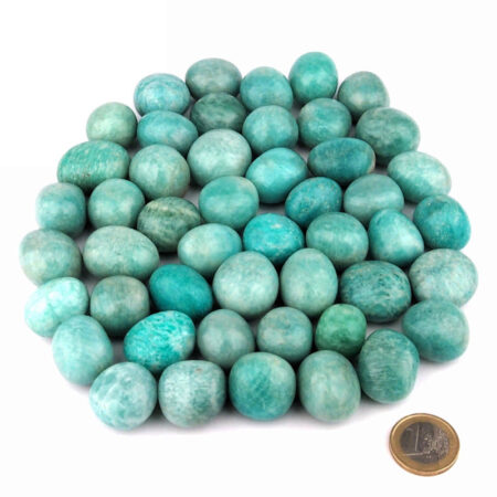 Amazonit Trommelsteine handpoliert Ø ca. 23 – 30 mm Edelsteine Heilsteine bei Wunderstein24