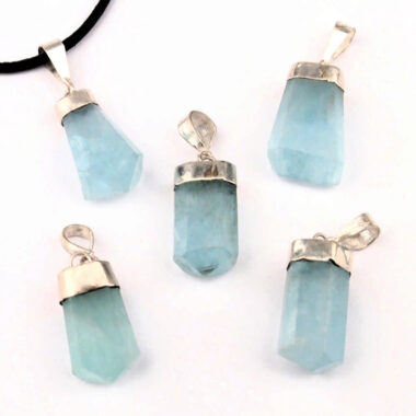 Aquamarin | Beryll Kristall Anhänger und 925 Sterling Silber+Öse Edelsteine Heilsteine bei Wunderstein24