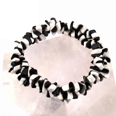 Obsidian & Magnesit Edelstein Armband 3 – reihig geflochten flexibel und dehnbar Edelsteine Heilsteine bei Wunderstein24