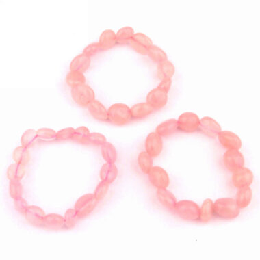 großes Rosenquarz Ø 12-15 mm Nugget Edelstein Armband flexibel und dehnbar Edelsteine Heilsteine bei Wunderstein24