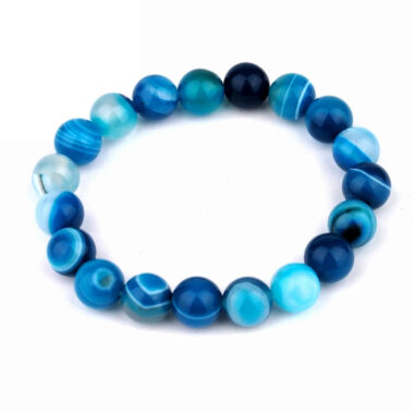 Achat blau Ø 10 mm Kugel Edelstein Armband flexibel und dehnbar Edelsteine Heilsteine bei Wunderstein24