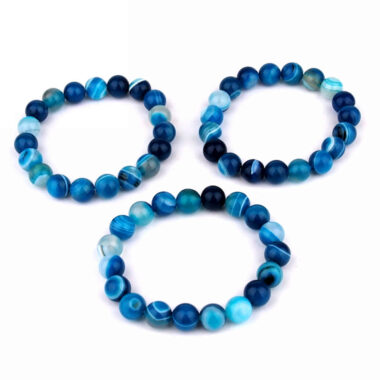 Achat blau Ø 10 mm Kugel Edelstein Armband flexibel und dehnbar Edelsteine Heilsteine bei Wunderstein24