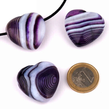 Achat lila Herz Anhänger Ø 30 mm seitlich gebohrt Edelsteine Heilsteine bei Wunderstein24