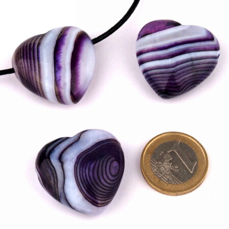 Achat lila Herz Anhänger Ø 30 mm seitlich gebohrt Edelsteine Heilsteine bei Wunderstein24