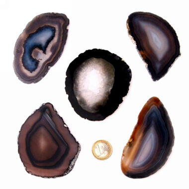 Achatscheibe schwarz Länge je 75 – 100 mm aus Brasilien Edelsteine Heilsteine bei Wunderstein24