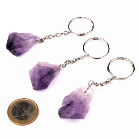Amethyst Natur Spitze – Schlüsselanhänger mit Schlüsselring Edelsteine Heilsteine bei Wunderstein24