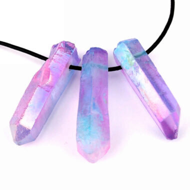 Aqua | Angel Aura Lemuria-Bergkristall Spitzen Anhänger gebohrt Edelsteine Heilsteine bei Wunderstein24