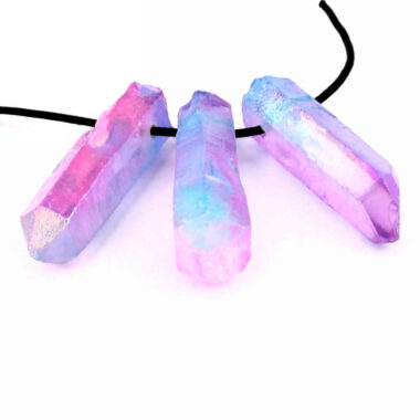 Aqua | Angel Aura Lemuria-Bergkristall Spitzen Anhänger gebohrt Edelsteine Heilsteine bei Wunderstein24