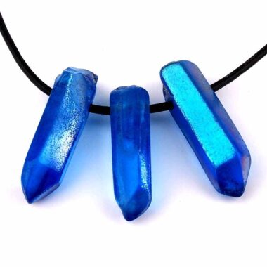 Aqua Angel Aura Anhänger Bergkristall Spitze blau gebohrt Edelsteine Heilsteine bei Wunderstein24