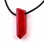 Aqua Angel Aura Anhänger Bergkristall Spitze rot gebohrt Edelsteine Heilsteine bei Wunderstein24
