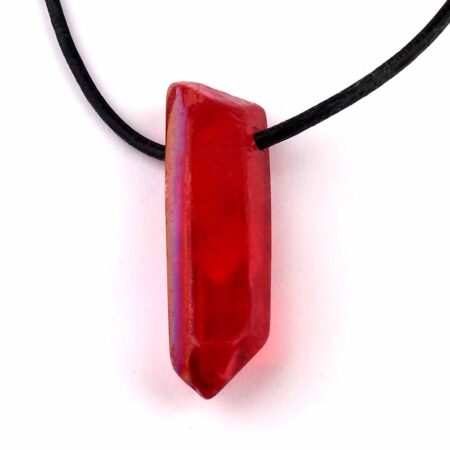 Aqua Angel Aura Anhänger Bergkristall Spitze rot gebohrt Edelsteine Heilsteine bei Wunderstein24