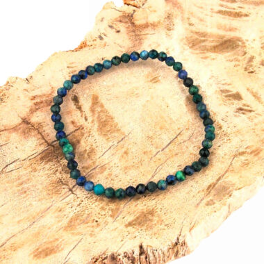 Azurit-Malachit Ø 4 mm facettiertes Kugel Edelstein Armband flexibel und dehnbar Edelsteine Heilsteine bei Wunderstein24