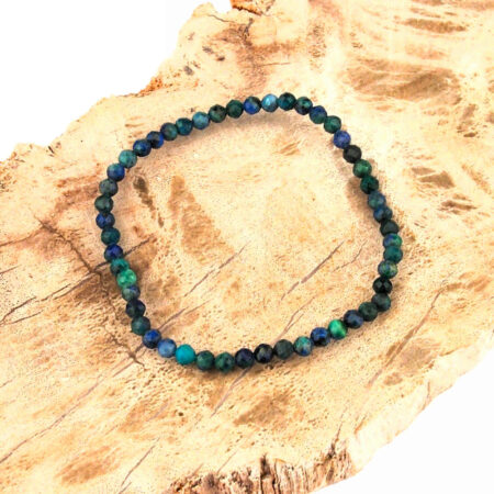 Azurit-Malachit Ø 4 mm facettiertes Kugel Edelstein Armband flexibel und dehnbar Edelsteine Heilsteine bei Wunderstein24