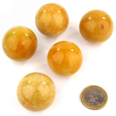 Eisenkiesel (Bergkristall gelb) Kugel Ø ca. 30 mm aus Madagaskar Edelsteine Heilsteine bei Wunderstein24