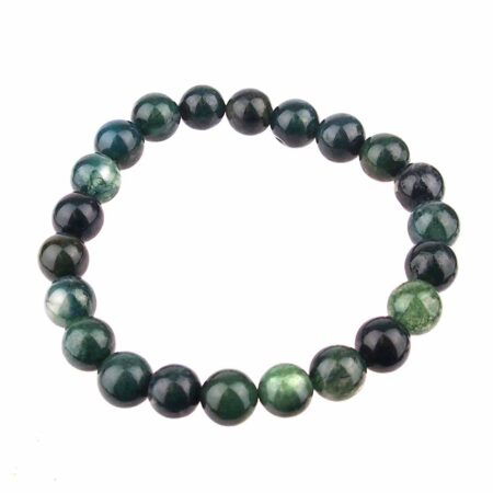 Moosachat Ø 8,5 mm Kugel Edelstein Armband flexibel und dehnbar Edelsteine Heilsteine bei Wunderstein24