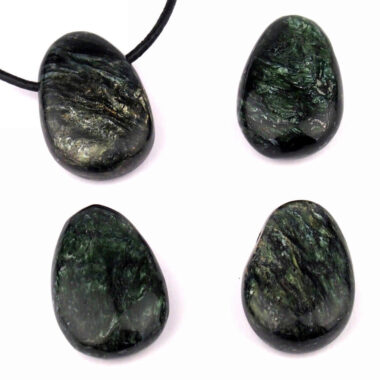 Serafinit Cabochon Anhänger seitlich gebohrt Edelsteine Heilsteine bei Wunderstein24