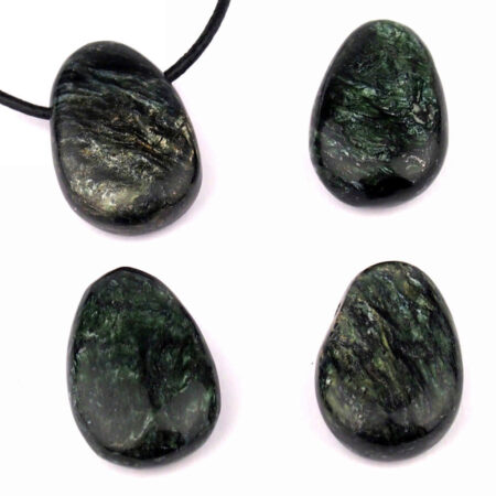 Serafinit Cabochon Anhänger seitlich gebohrt Edelsteine Heilsteine bei Wunderstein24