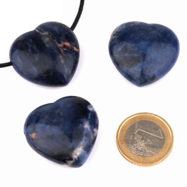 Sodalith Herz Anhänger Ø 30 mm seitlich gebohrt Edelsteine Heilsteine bei Wunderstein24