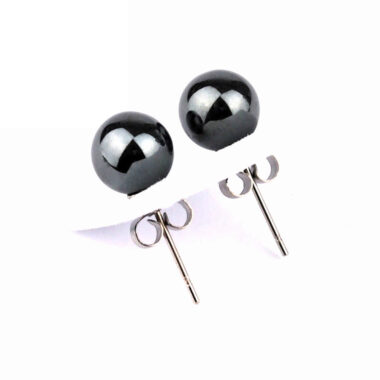 Hämatit Ø 8 mm Kugel Ohrstecker Paar versilbert Edelsteine Heilsteine bei Wunderstein24