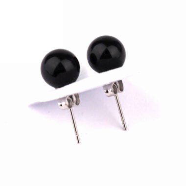 Obsidian schwarz Ø 8 mm Kugel Ohrstecker Paar versilbert Edelsteine Heilsteine bei Wunderstein24