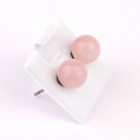 Rosenquarz Ø 8 mm Kugel Ohrstecker Paar versilbert Edelsteine Heilsteine bei Wunderstein24