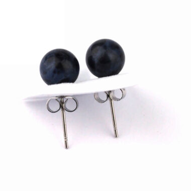 Sodalith Ø 8 mm Kugel Ohrstecker Paar versilbert Edelsteine Heilsteine bei Wunderstein24