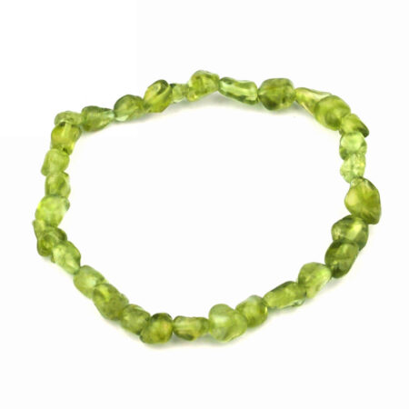 Olivin | Peridot Ø 6 x 8 mm Nugget Edelstein Armband flexibel und dehnbar Edelsteine Heilsteine bei Wunderstein24