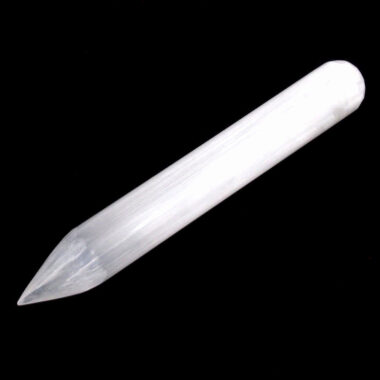 Selenit – Massagestab rund Länge 145 – 150 mm Griffel für Reflexzonen Massage Edelsteine Heilsteine bei Wunderstein24