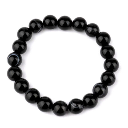 Achat schwarz Ø 10 mm Kugel Edelstein Armband flexibel und dehnbar Edelsteine Heilsteine bei Wunderstein24