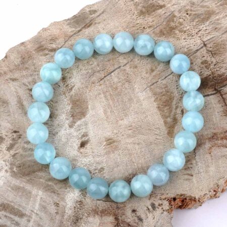 Aquamarin Ø 8 mm Kugel Edelstein Armband flexibel und dehnbar Edelsteine Heilsteine bei Wunderstein24