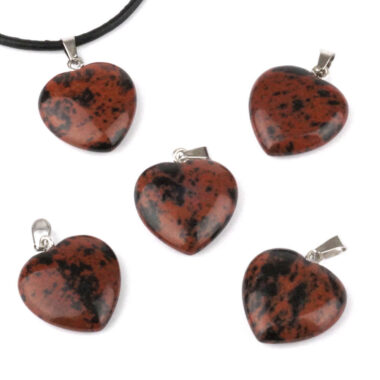 Mahagoni Obsidian Herz – Anhänger mit silberner Öse Edelsteine Heilsteine bei Wunderstein24
