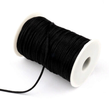 100 Meter Rolle Satinband schwarz Ø 2 mm Edelsteine Heilsteine bei Wunderstein24