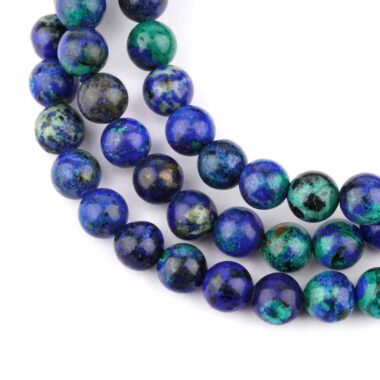Azurit & Chrysokoll Ø 6,5 mm Kugel Armband flexibel und dehnbar in einzigartiger Qualität Edelsteine Heilsteine bei Wunderstein24