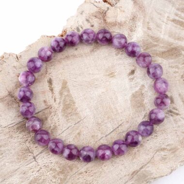 Lepidolith Ø 8 mm Kugel Armband flexibel und dehnbar in traumhafter Qualität und Farbe Edelsteine Heilsteine bei Wunderstein24