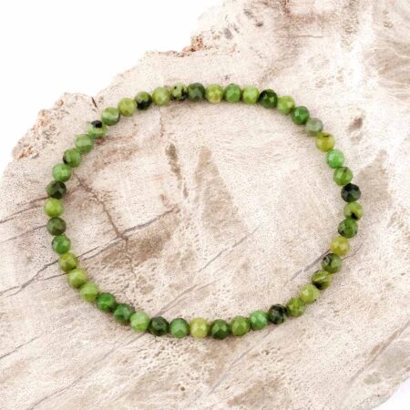 Nephrit Jade facettiert Ø 4 mm Kugel Edelstein Armband flexibel und dehnbar Edelsteine Heilsteine bei Wunderstein24