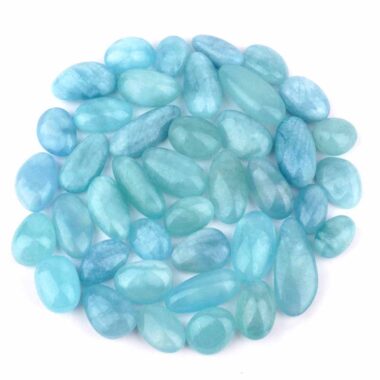 Aquamarin | Beryll Trommelsteine blau Ø ca. 20 – 40 mm in bester Qualität Edelsteine Heilsteine bei Wunderstein24