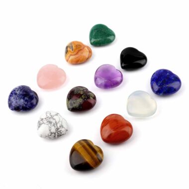 12 Stück verschiedene Edelstein – Herzen Set Ø ca. 25 mm aus aller Welt Edelsteine Heilsteine bei Wunderstein24