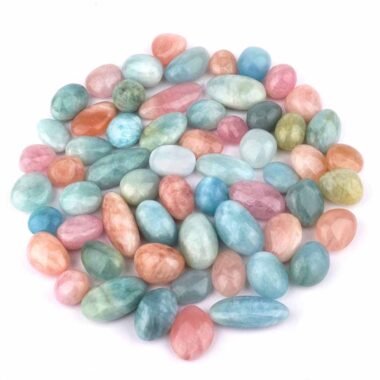 Aquamarin & Morganit – Beryll Trommelsteine bunt Ø ca. 20 – 35 mm Edelsteine Heilsteine bei Wunderstein24