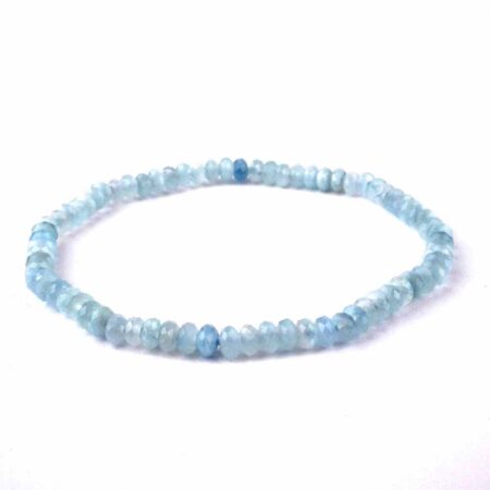 Aquamarin facettiertes Ø 4,5 mm Kugel | Perlen Armband flexibel und dehnbar Edelsteine Heilsteine bei Wunderstein24