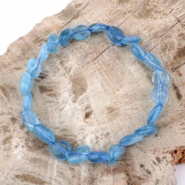 großes Aquamarin Ø 8 x 10 mm Nugget Edelstein Armband flexibel und dehnbar Edelsteine Heilsteine bei Wunderstein24