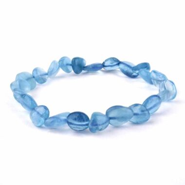 großes Aquamarin Ø 8 x 10 mm Nugget Edelstein Armband flexibel und dehnbar Edelsteine Heilsteine bei Wunderstein24