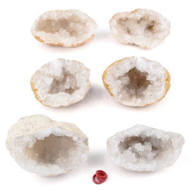 großes Bergkristall Natur Drusen-Paar | Nussgeode Ø 60 – 75 mm Gewicht 140 – 160 g Edelsteine Heilsteine bei Wunderstein24