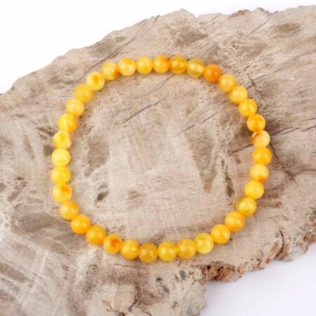 Bernstein Ø 6 mm Kugel | Perlen Armband flexibel und dehnbar Edelsteine Heilsteine bei Wunderstein24