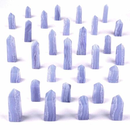Chalcedon blau Kristall | Obelisk | Spitze Höhe 20 – 65 mm aus Namibia Edelsteine Heilsteine bei Wunderstein24