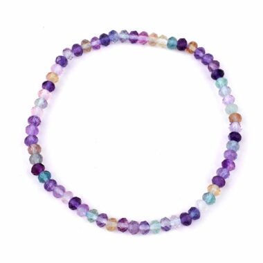 Fluorit bunt facettiertes Ø 4 mm Kugel | Perlen Armband flexibel und dehnbar Edelsteine Heilsteine bei Wunderstein24