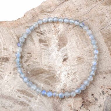 Labradorit weiß Ø 4,5 mm facettiertes Kugel | Perlen Armband flexibel und dehnbar Edelsteine Heilsteine bei Wunderstein24