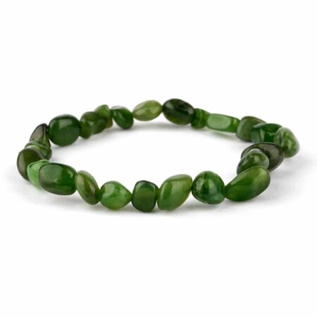 Nephrit | Jade Ø 7 x 8 mm Nugget Edelstein Armband flexibel und dehnbar Edelsteine Heilsteine bei Wunderstein24